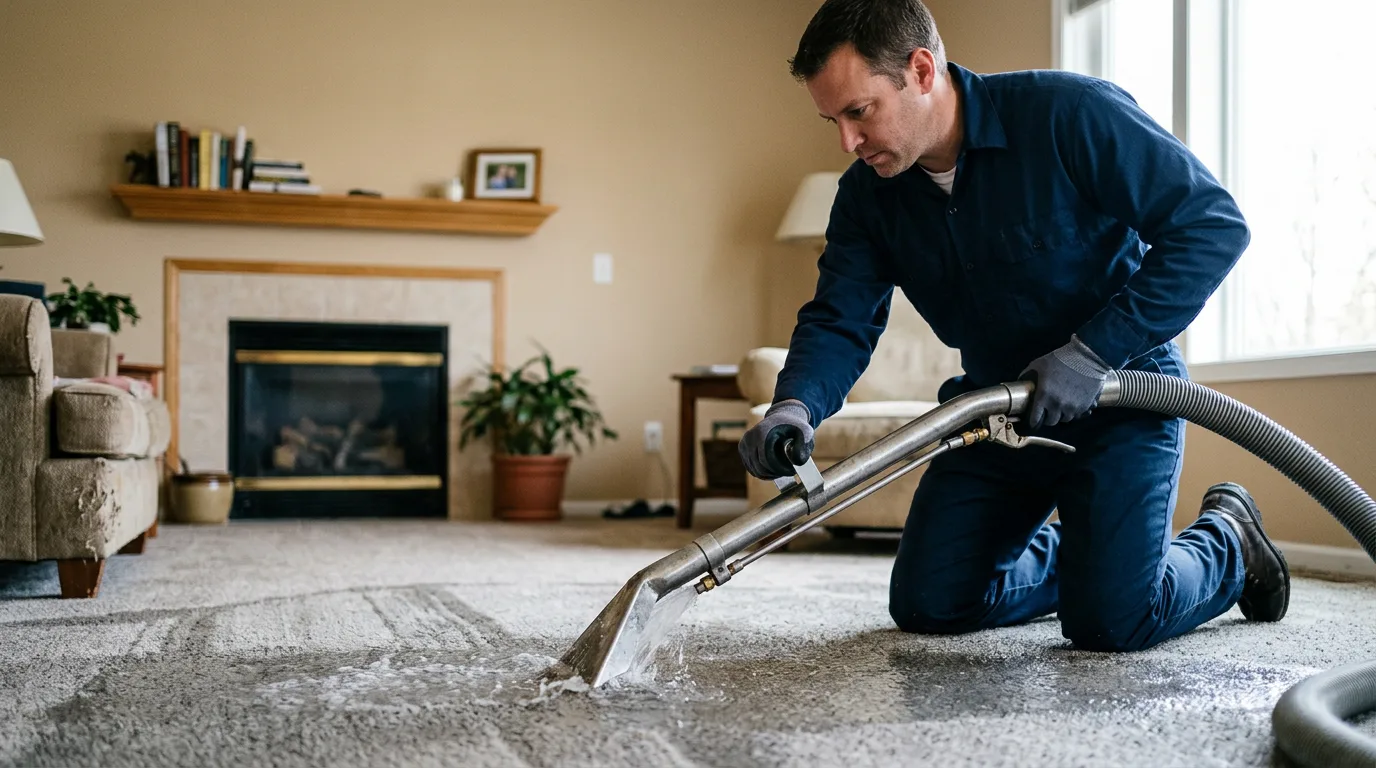 Water damage restoration technician working near Alma, MO